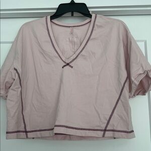 Pink V-Neck Cropped Top skort set